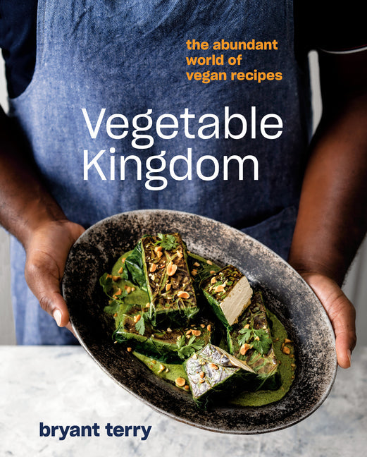 Vegetable Kingdom book by Red Rice Books featuring vibrant cover with colorful vegetables and vegan recipe illustrations.