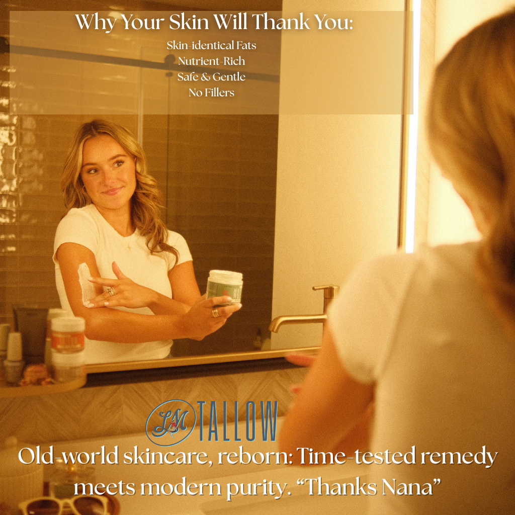 Lady May unscented tallow cleansing balm as a natural makeup remover and body moisturizer with skin-nourishing, gentle ingredients.