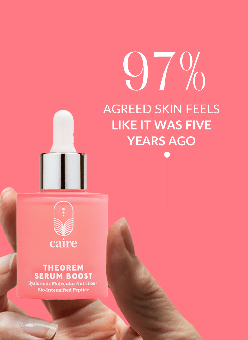 Caire Beauty Theorem Serum Boost in a sleek bottle, showcasing the serum's smooth texture and modern packaging design.