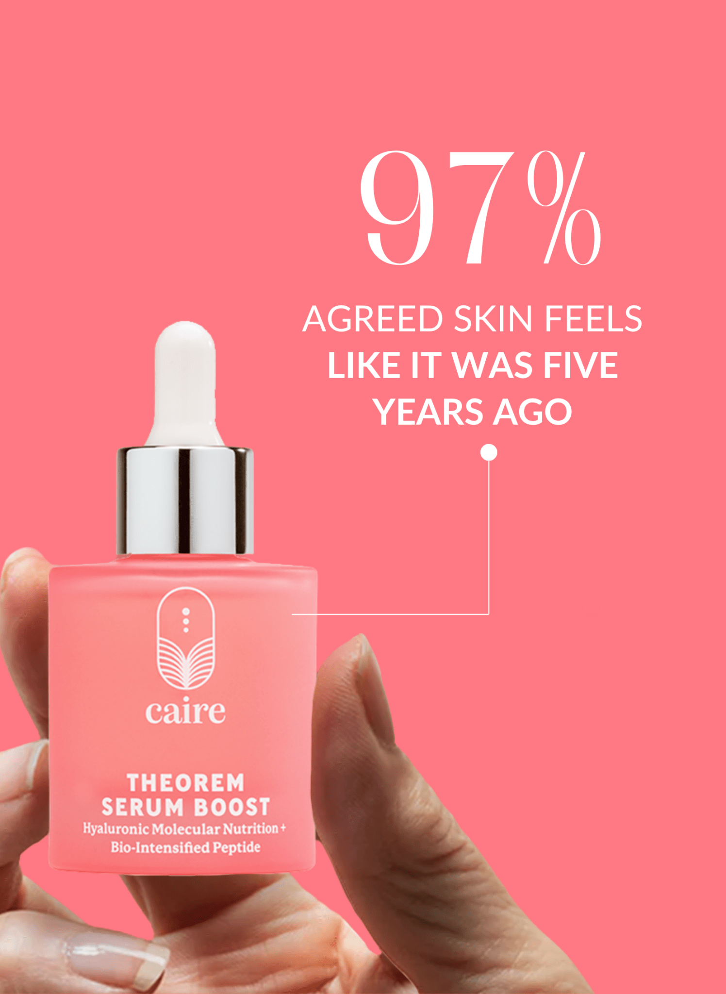 Caire Beauty Theorem Serum Boost in a sleek bottle, showcasing the serum's smooth texture and modern packaging design.